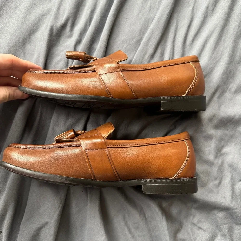 Nunn Bush Lincoln Mens 9W Brown Leather Tassel Kiltie Loafers 84198-257